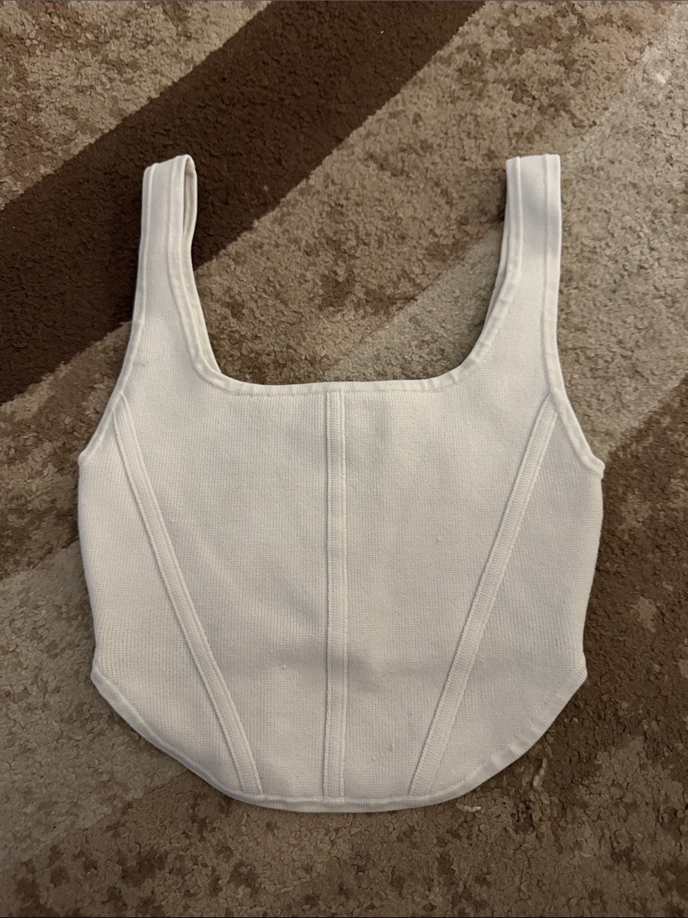Aritzia White Square Neck Ribbed Tank